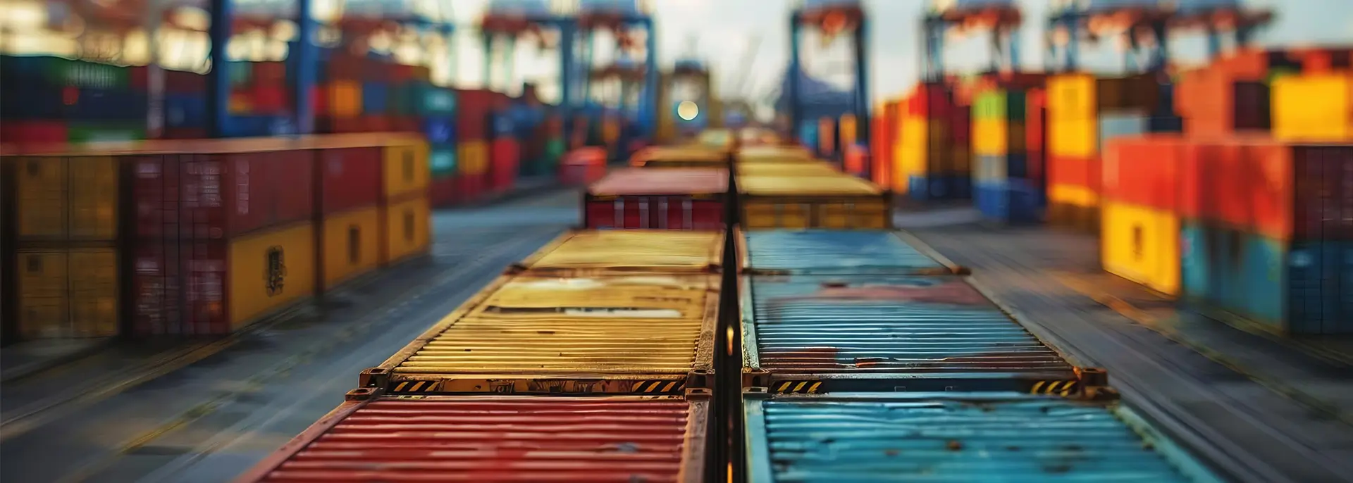 Focused view of colorful shipping containers