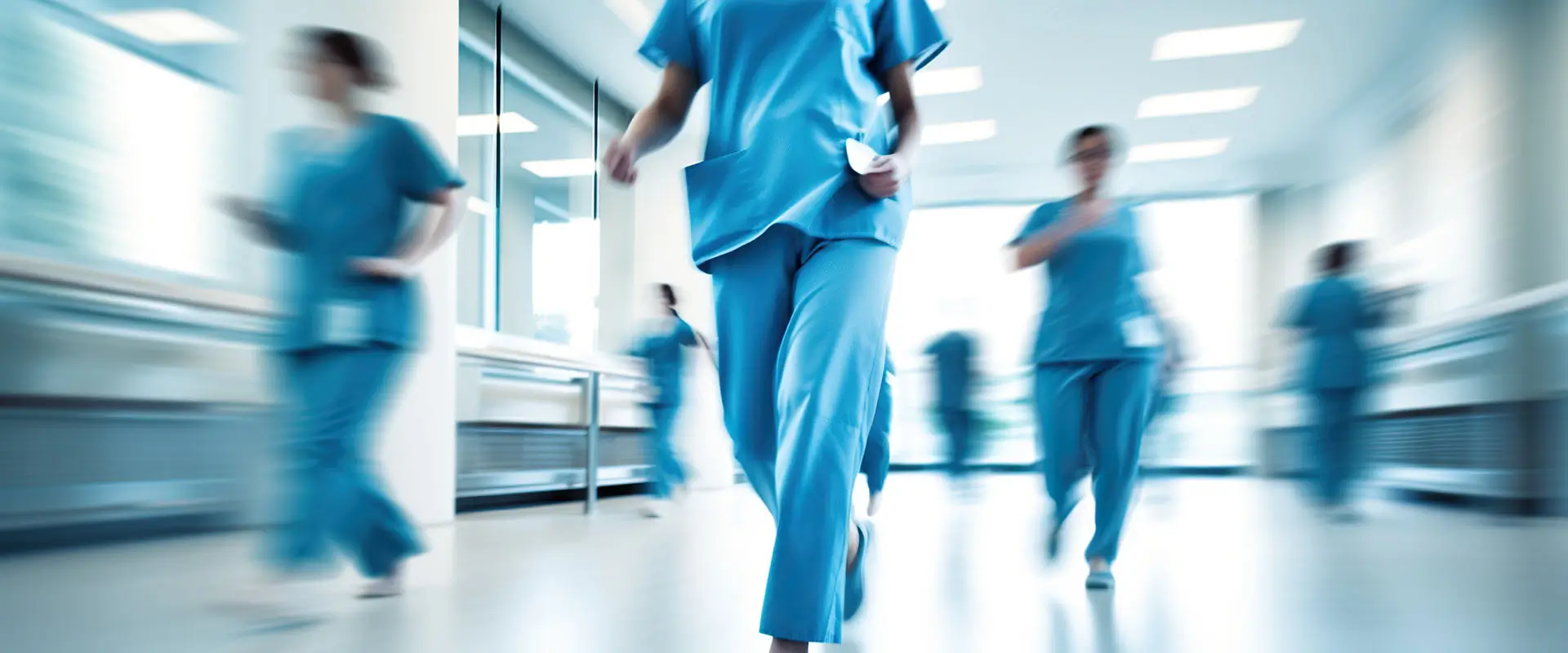Healthcare and medical staff in motion blur