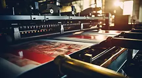 Large printer printing colorful, glossy posters