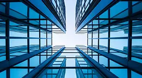 Glass panes with sky