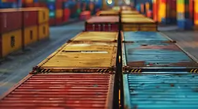 Focused view of colorful shipping containers